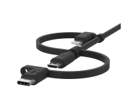 Belkin Kabel 3w1 USB-A na Lightning, microUSB, USB-C, 1m, czarny - 1330471 - zdjęcie 1